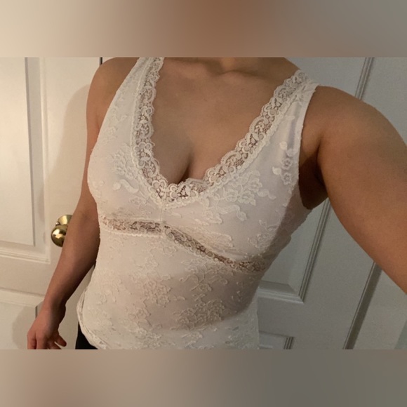 FUNKADELIC white lace tank top with full lace back - Picture 2 of 5